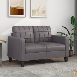 Canapé ou Sofa 2 Places 120 cm Similicuir Gris Foncé. Avec Pied en bois. Confort et qualité