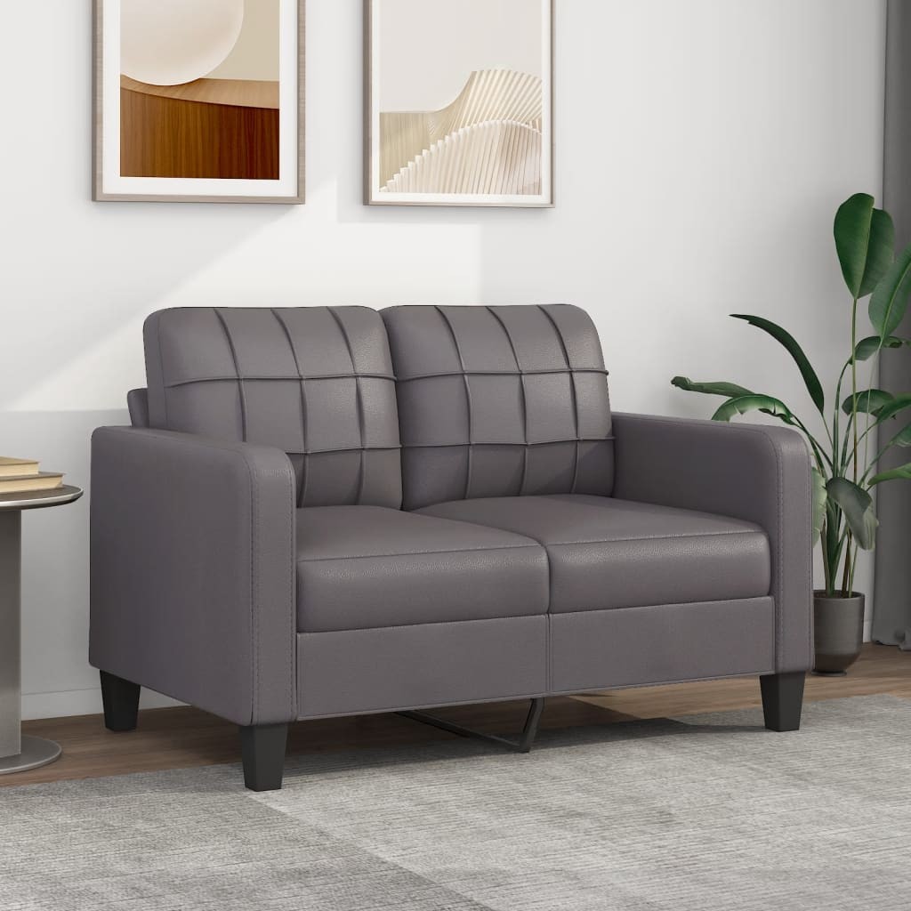 Canapé ou Sofa 2 Places 120 cm Similicuir Gris Foncé. Avec Pied en bois. Confort et qualité