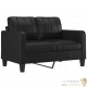 Canapé ou Sofa 2 Places 120 cm Similicuir Noir. Avec Pied en bois. Confort et qualité