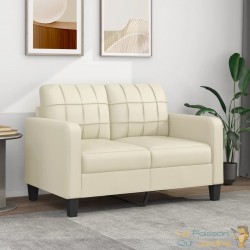 Canapé ou Sofa 2 Places 120 cm Similicuir Crème. Avec Pied en bois. Confort et qualité