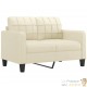 Canapé ou Sofa 2 Places 120 cm Similicuir Crème. Avec Pied en bois. Confort et qualité