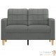 Canapé ou Sofa 2 Places 120 cm Tissu Gris Foncé. Avec Pied en bois. Confort et qualité