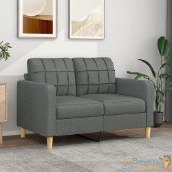 Canapé ou Sofa 2 Places 120 cm Tissu Gris Foncé. Avec Pied en bois. Confort et qualité