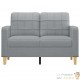 Canapé ou Sofa 2 Places 120 cm Tissu Gris Clair. Avec Pied en bois. Confort et qualité