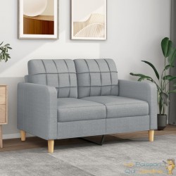 Canapé ou Sofa 2 Places 120 cm Tissu Gris Clair. Avec Pied en bois. Confort et qualité