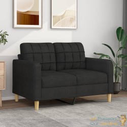 Canapé ou Sofa 2 Places 120 cm Tissu Noir. Avec Pied en bois. Confort et qualité