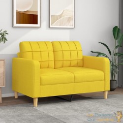 Canapé ou Sofa 2 Places 120 cm Tissu Jaune. Avec Pied en bois. Confort et qualité