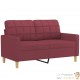 Canapé ou Sofa 2 Places 120 cm Tissu Bordeaux. Avec Pied en bois. Confort et qualité