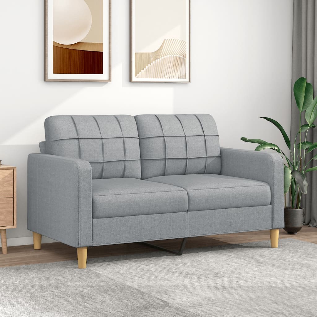 Canapé ou Sofa 2 Places 140 cm Tissu Gris Clair. Avec Pied en bois. Confort et qualité