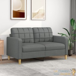 Canapé ou Sofa 2 Places 140 cm Tissu Gris Foncé. Avec Pied en bois. Confort et qualité