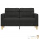 Canapé ou Sofa 2 Places 140 cm Tissu Noir. Avec Pied en bois. Confort et qualité