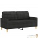 Canapé ou Sofa 2 Places 140 cm Tissu Noir. Avec Pied en bois. Confort et qualité