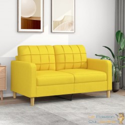 Canapé ou Sofa 2 Places 140 cm Tissu Jaune. Avec Pied en bois. Confort et qualité
