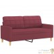 Canapé ou Sofa 2 Places 140 cm Tissu Bordeaux. Avec Pied en bois. Confort et qualité
