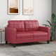 Canapé ou Sofa 2 Places 140 cm Simili Cuir Bordeaux. Avec Pied en bois. Confort et qualité