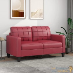 Canapé ou Sofa 2 Places 140 cm Simili Cuir Bordeaux. Avec Pied en bois. Confort et qualité