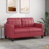 Canapé ou Sofa 2 Places 140 cm Simili Cuir Bordeaux. Avec Pied en bois. Confort et qualité