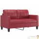 Canapé ou Sofa 2 Places 140 cm Simili Cuir Bordeaux. Avec Pied en bois. Confort et qualité