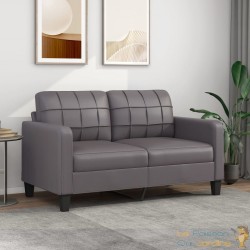 Canapé ou Sofa 2 Places 140 cm Simili Cuir Gris. Avec Pied en bois. Confort et qualité