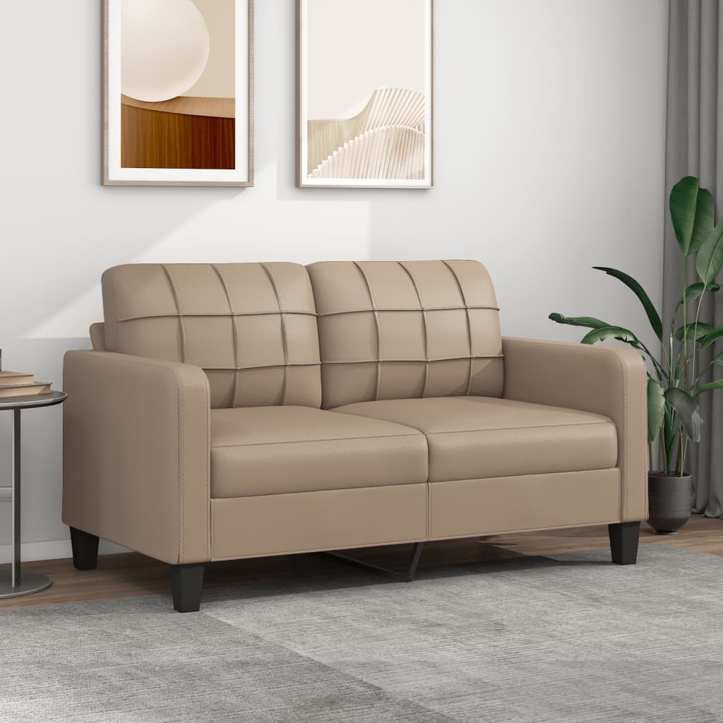 Canapé ou Sofa 2 Places 140 cm Simili Cuir Beige. Avec Pied en bois. Confort et qualité