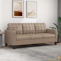 Canapé ou Sofa 3 Places 180 cm Simili Cuir Beige. Avec Pied en bois. Confort et qualité