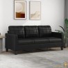 Canapé ou Sofa 3 Places 180 cm Simili Cuir Noir. Avec Pied en bois. Confort et qualité