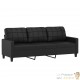 Canapé ou Sofa 3 Places 180 cm Simili Cuir Noir. Avec Pied en bois. Confort et qualité