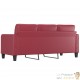 Canapé ou Sofa 3 Places 180 cm Simili Cuir Bordeaux. Avec Pied en bois. Confort et qualité