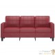 Canapé ou Sofa 3 Places 180 cm Simili Cuir Bordeaux. Avec Pied en bois. Confort et qualité