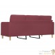 Canapé ou Sofa 3 Places 180 cm Tissu Bordeaux. Avec Pied en bois. Confort et qualité