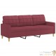 Canapé ou Sofa 3 Places 180 cm Tissu Bordeaux. Avec Pied en bois. Confort et qualité