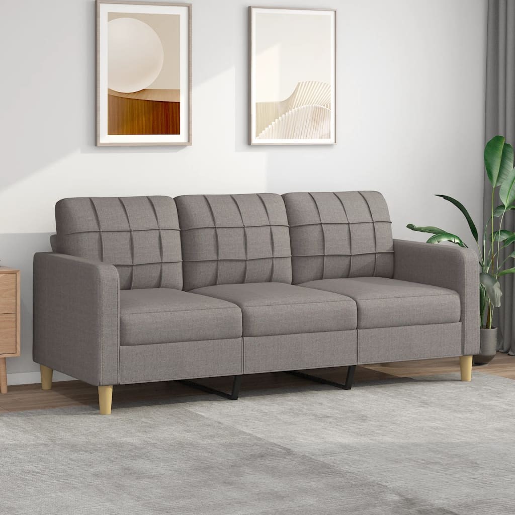 Canapé ou Sofa 3 Places 180 cm Tissu Beige. Avec Pied en bois. Confort et qualité