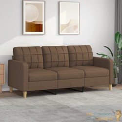 Canapé ou Sofa 3 Places 180 cm Tissu Marron. Avec Pied en bois. Confort et qualité