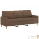 Canapé ou Sofa 3 Places 180 cm Tissu Marron. Avec Pied en bois. Confort et qualité