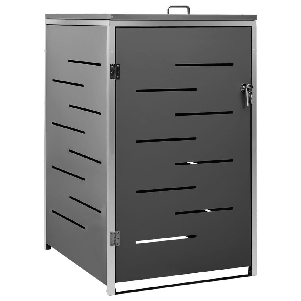 Cache Poubelle Moderne Gris Anthracite 115 cm de hauteur. Idéal container sur roulette