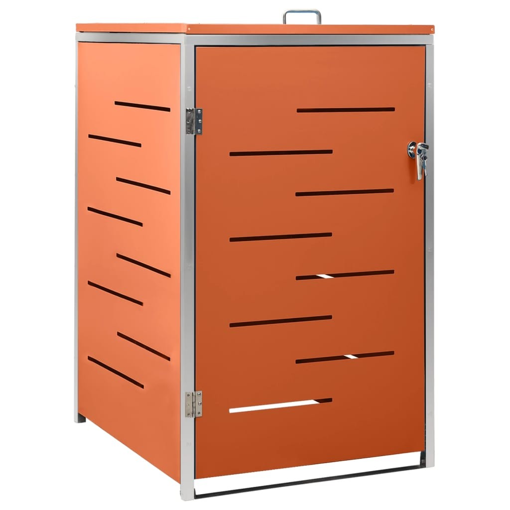 Cache Poubelle Moderne Orange 115 cm de hauteur. Idéal container sur roulette