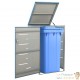 Cache Poubelle Moderne Bleu 115 cm de hauteur. Idéal container sur roulette