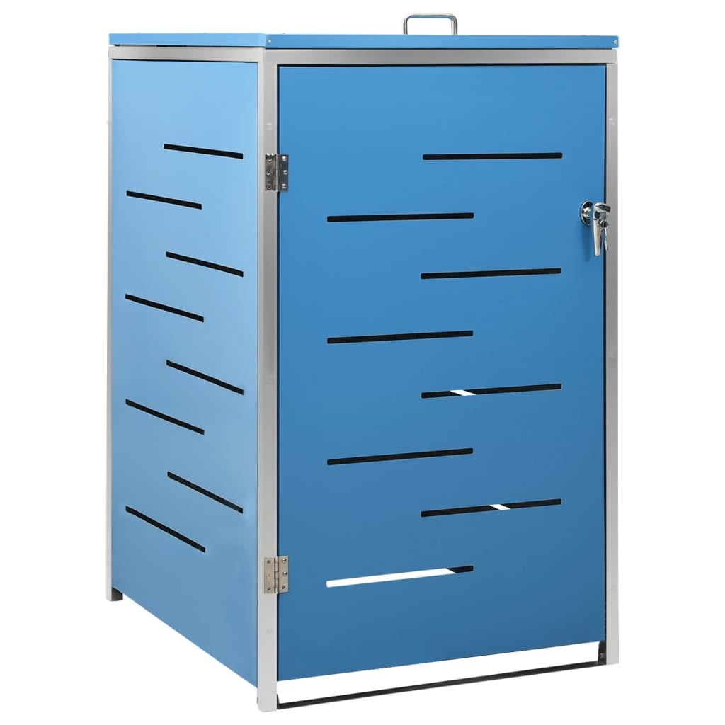 Cache Poubelle Moderne Bleu 115 cm de hauteur. Idéal container sur roulette