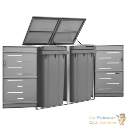 Cache 2 Poubelles Moderne Gris Anthracite 115 cm de hauteur. Idéal container sur roulette