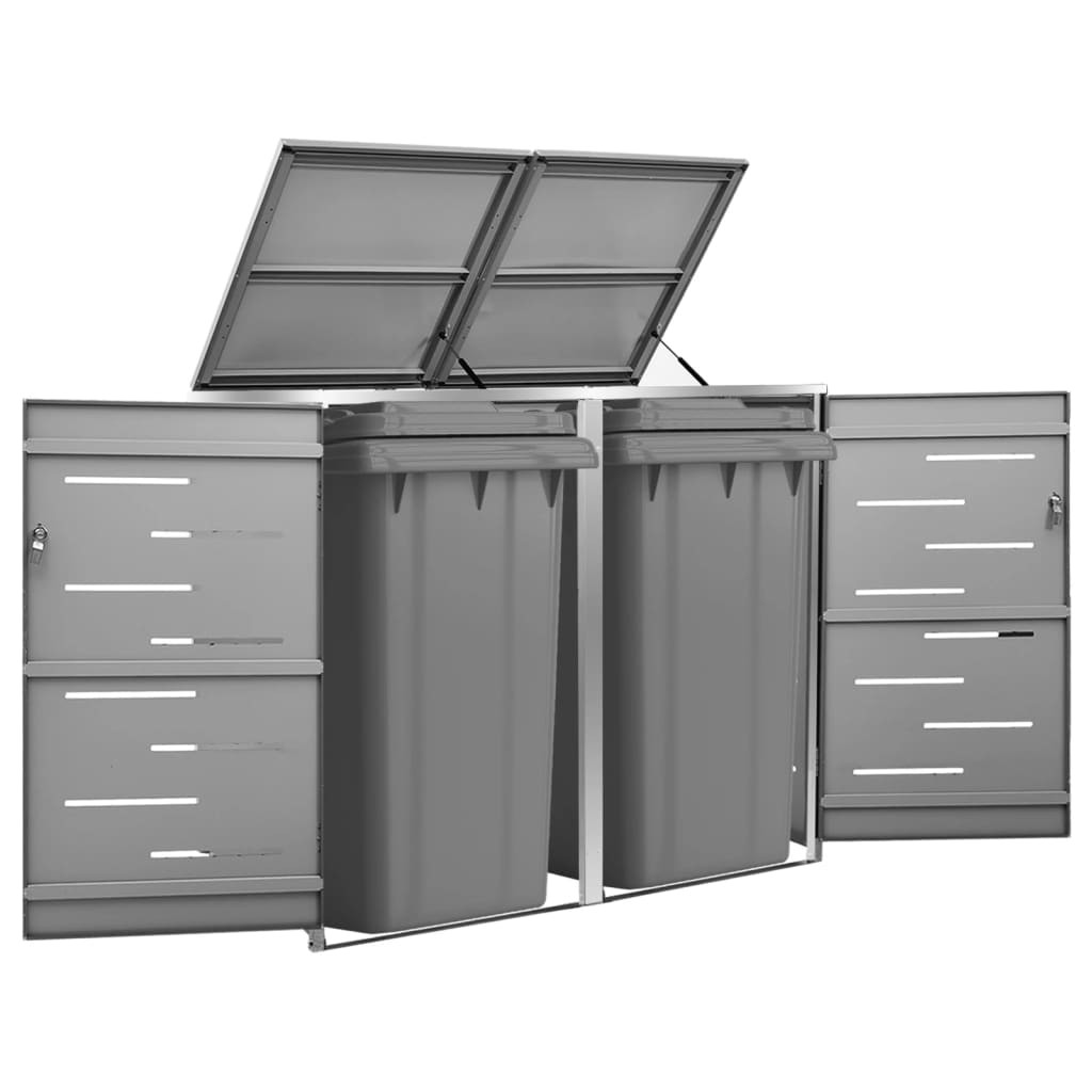 Cache 2 Poubelles Moderne Gris Anthracite 115 cm de hauteur. Idéal container sur roulette