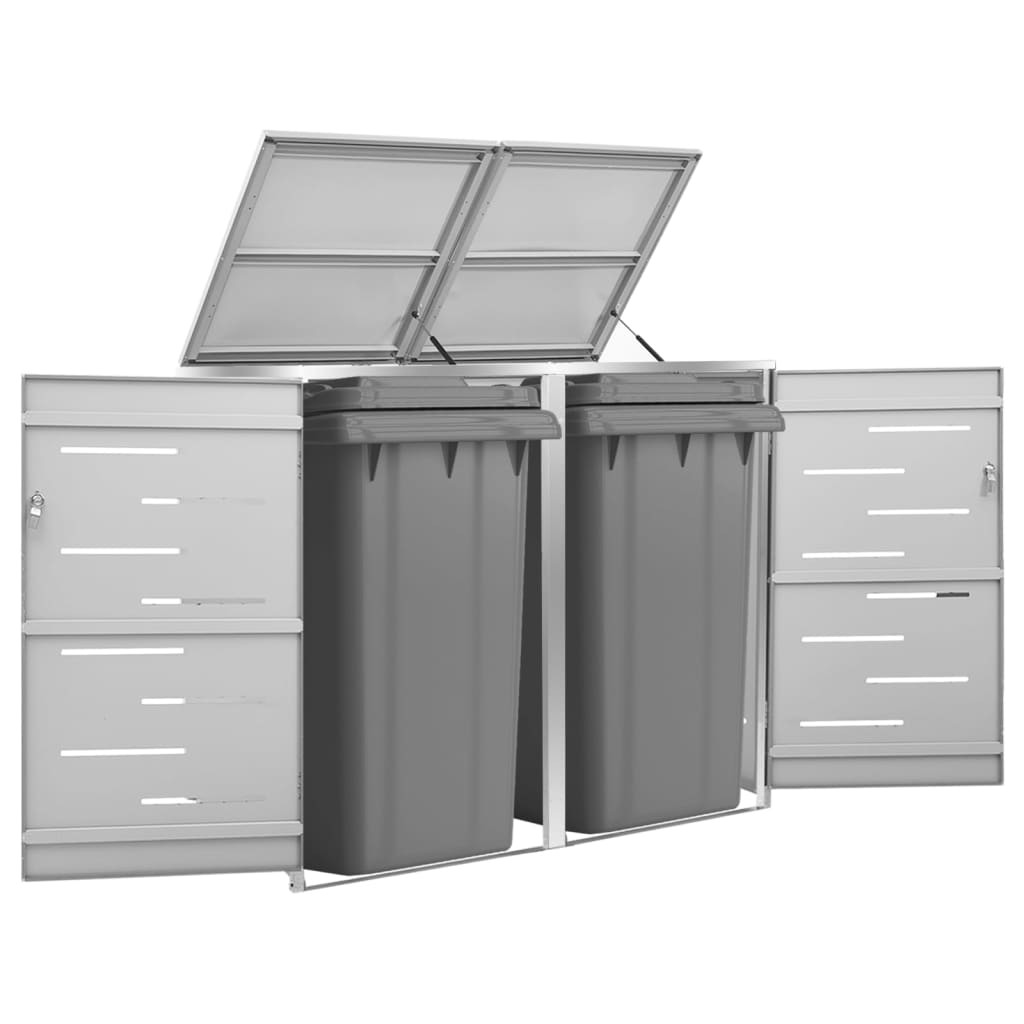 Cache 2 Poubelles Moderne Gris 115 cm de hauteur. Idéal container sur roulette