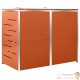 Cache 2 Poubelles Moderne Orange 115 cm de hauteur. Idéal container sur roulette
