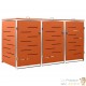 Cache 3 Poubelles Moderne Orange 115 cm de hauteur. Idéal container sur roulette