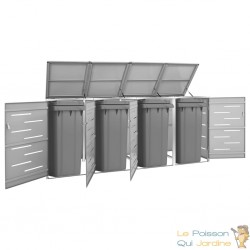 Cache 4 Poubelles Moderne Gris 115 cm de hauteur. Idéal container sur roulette