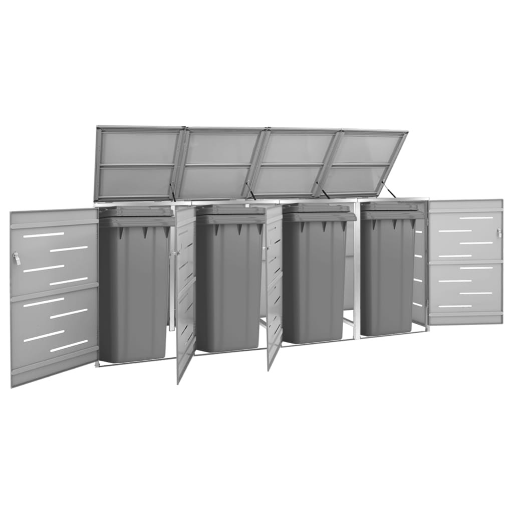 Cache 4 Poubelles Moderne Gris 115 cm de hauteur. Idéal container sur roulette