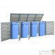 Cache 4 Poubelles Moderne Bleu 115 cm de hauteur. Idéal container sur roulette