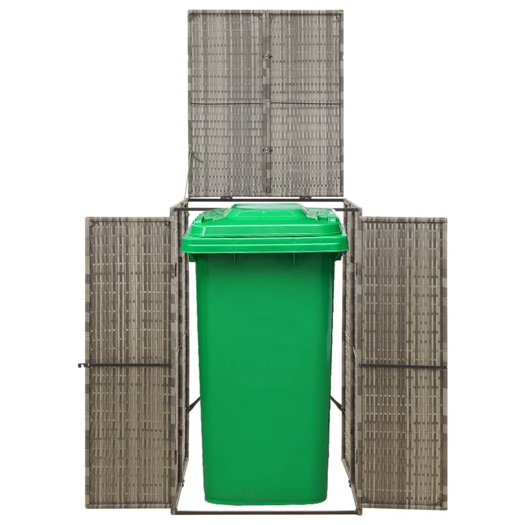 Cache 1 Poubelle Résine Tressée Brun 117 cm de hauteur. Idéal poubelle sur roulette