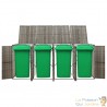Cache 4 Poubelles Résine Tressée Brun 117 cm de hauteur. Idéal poubelle sur roulette