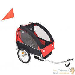 Remorque Vélo Rouge pour enfants à attacher à un vélo. Robustes, maximum pour 30 kg