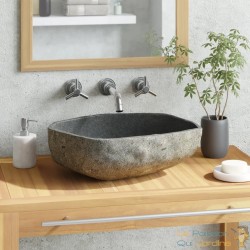 Lavabo Ovale 53 cm en Pierre Naturelle : Élégance pour Votre Salle de Bains